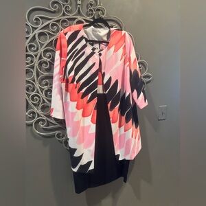 Women’s plus 2pc dress jacket set suit pink black white sz 18 beautiful